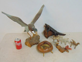 LOT, CARVED PAINT DECORATED DU