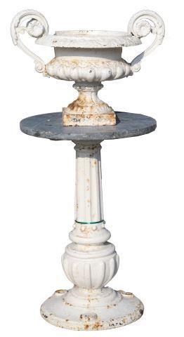 (LOT) CAST IRON PLANTER ON