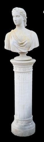 (LOT) CAST STONE BUST OF HELEN
