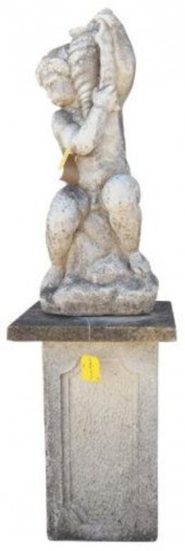 (LOT) CAST STONE PUTTO GARDEN