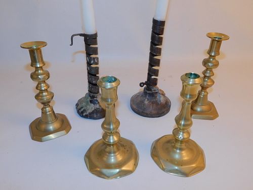 LOT EARLY CANDLESTICK HOLDERSLot of