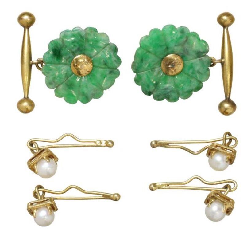 (LOT) ESTATE GENTS GOLD, JADE &