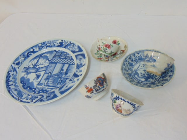 LOT EXPORT PORCELAIN, BLUE &