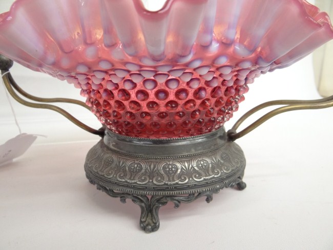 Lot five pcs. cranberry glass