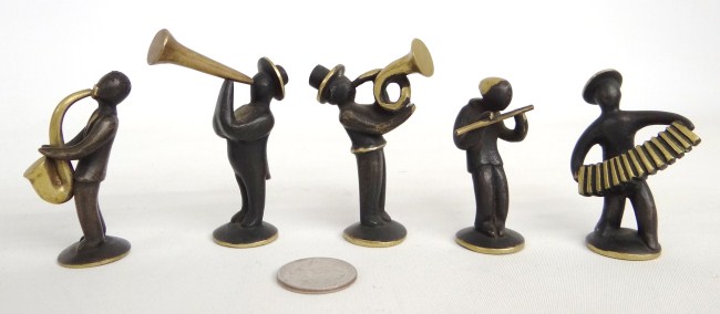 Lot five signed bronze ''Bosse