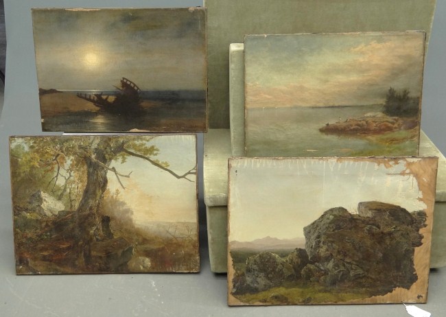 Lot four 19th c. unframed Hudson