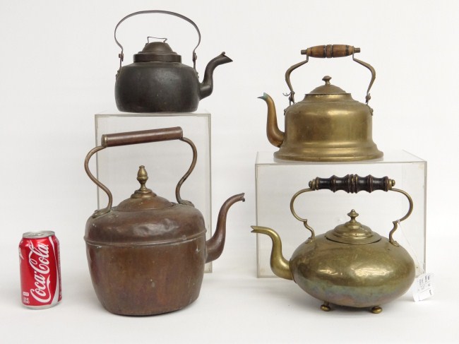 Lot four early brass and copper