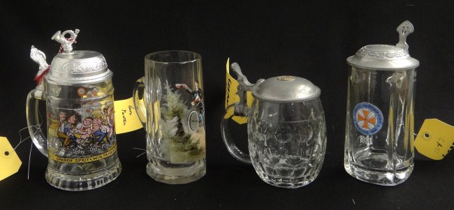 Lot: German glassware (3) Steins