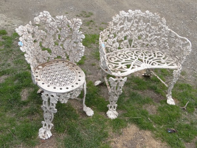 Lot including cast iron chair and
