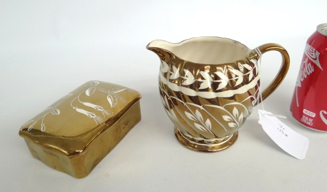 Lot including copper lustre creamer