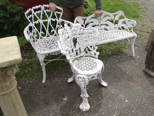 Lot including fern bench aluminum