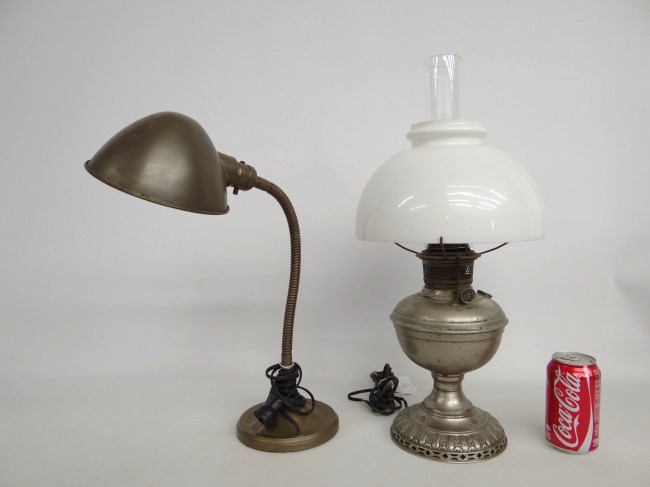 Lot including goose neck desk