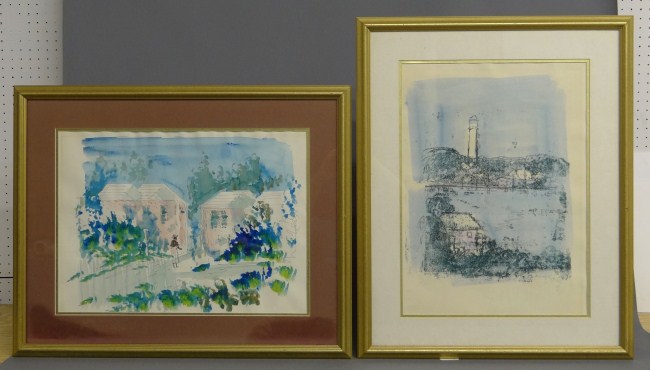 Lot including unsigned watercolor