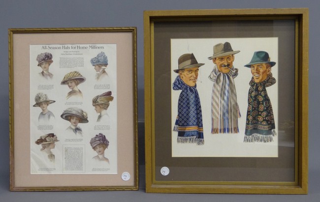 Lot including watercolor 3 men with