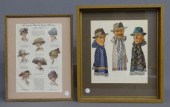Lot including watercolor 3 men