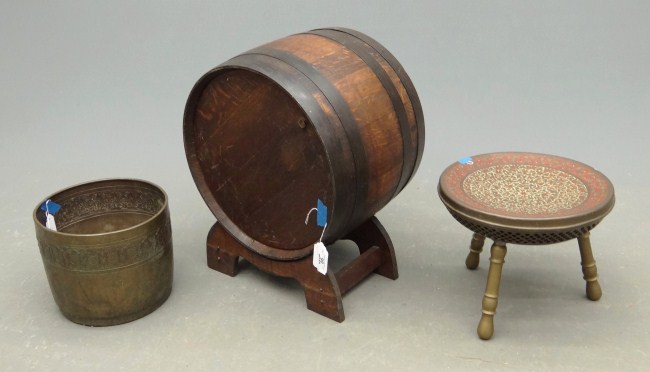 Lot including wine cask brass