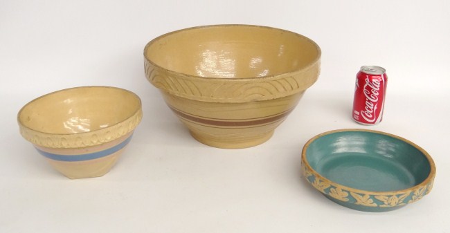 Lot including yelloware milk pan
