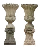 (LOT) LARGE CAST STONE TULIP U