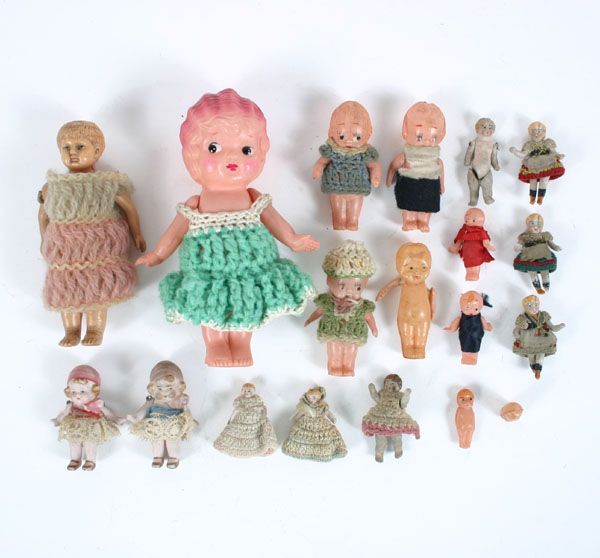Lot miniature dolls; celluloid