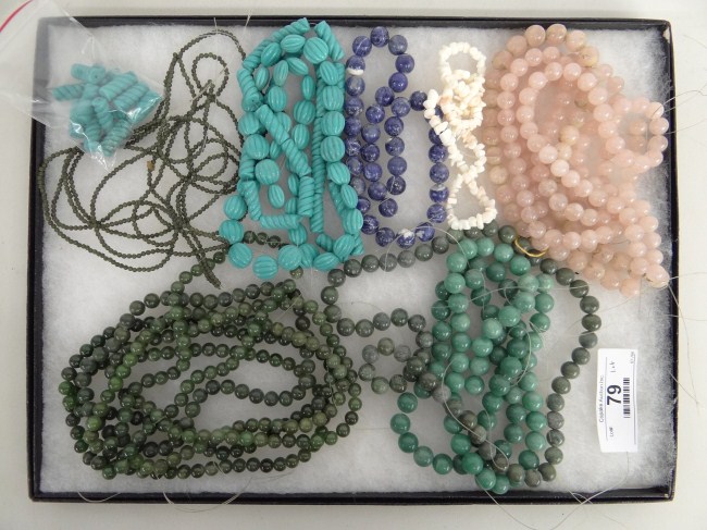 Lot misc. stone necklaces.