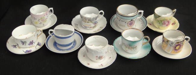 Lot nine early shaving mugs.