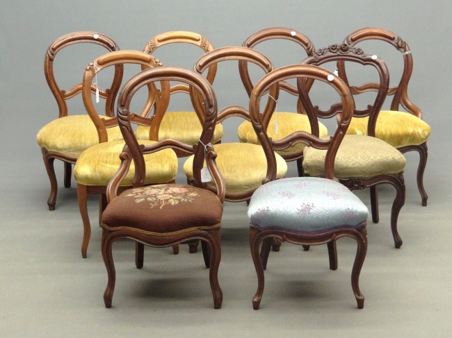 Lot nine misc. Victorian chairs.