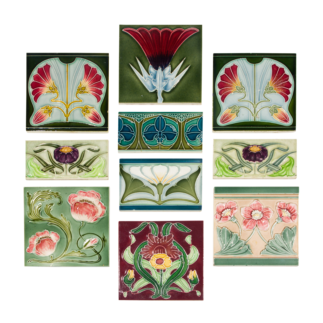 (LOT OF 10) ART NOUVEAU CERAMIC