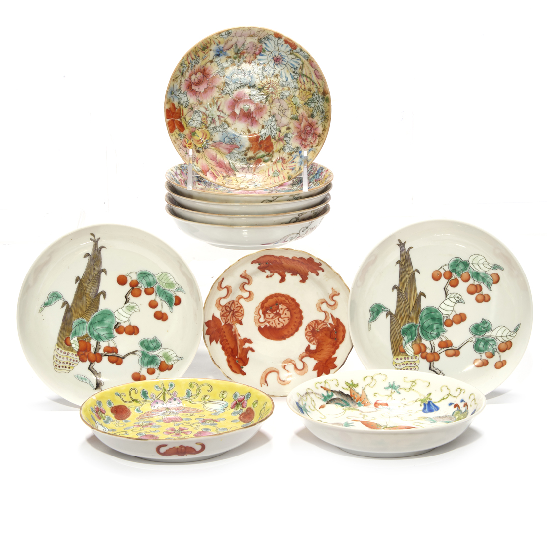 (LOT OF 10) CHINESE ENAMELED