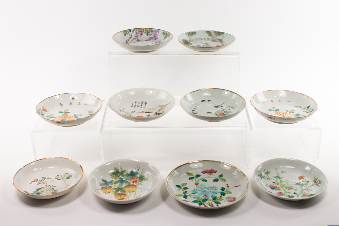 (LOT OF 10) CHINESE FAMILLE ROSE