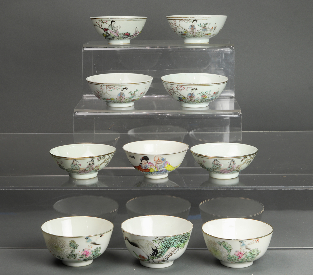 (LOT OF 10) CHINESE FAMILLE ROSE