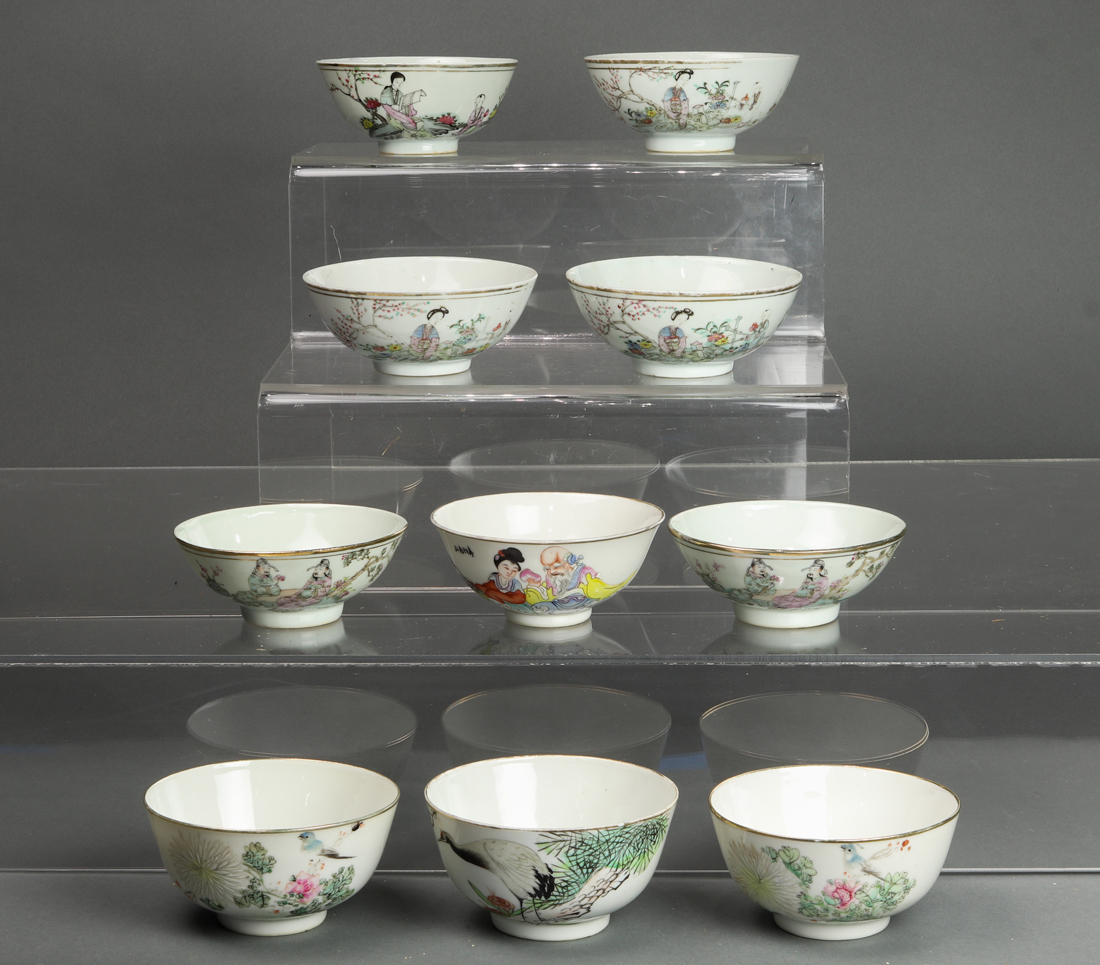 (LOT OF 10) CHINESE FAMILLE ROSE
