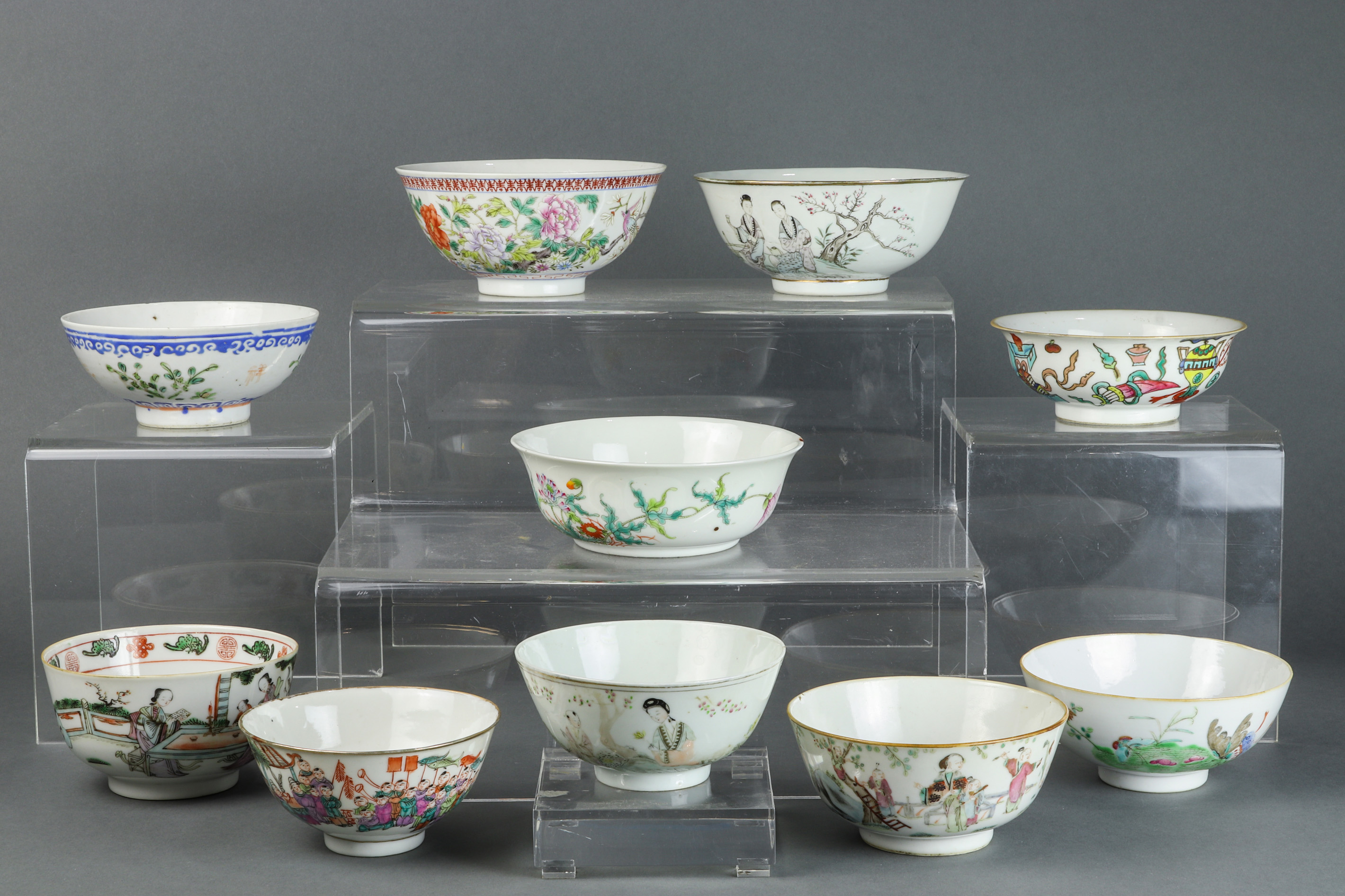(LOT OF 10) CHINESE FAMILLE ROSE