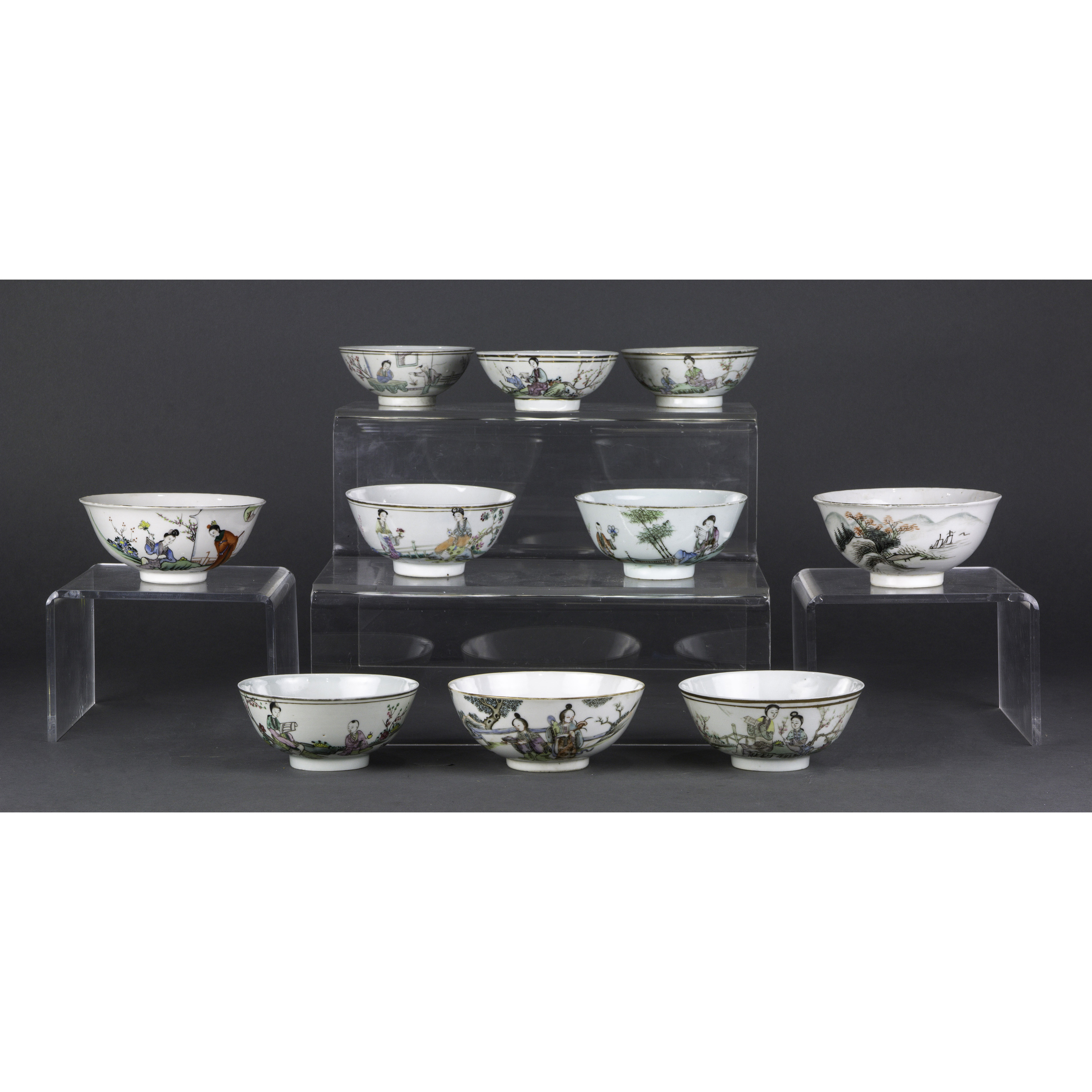 (LOT OF 10) CHINESE FAMILLE ROSE