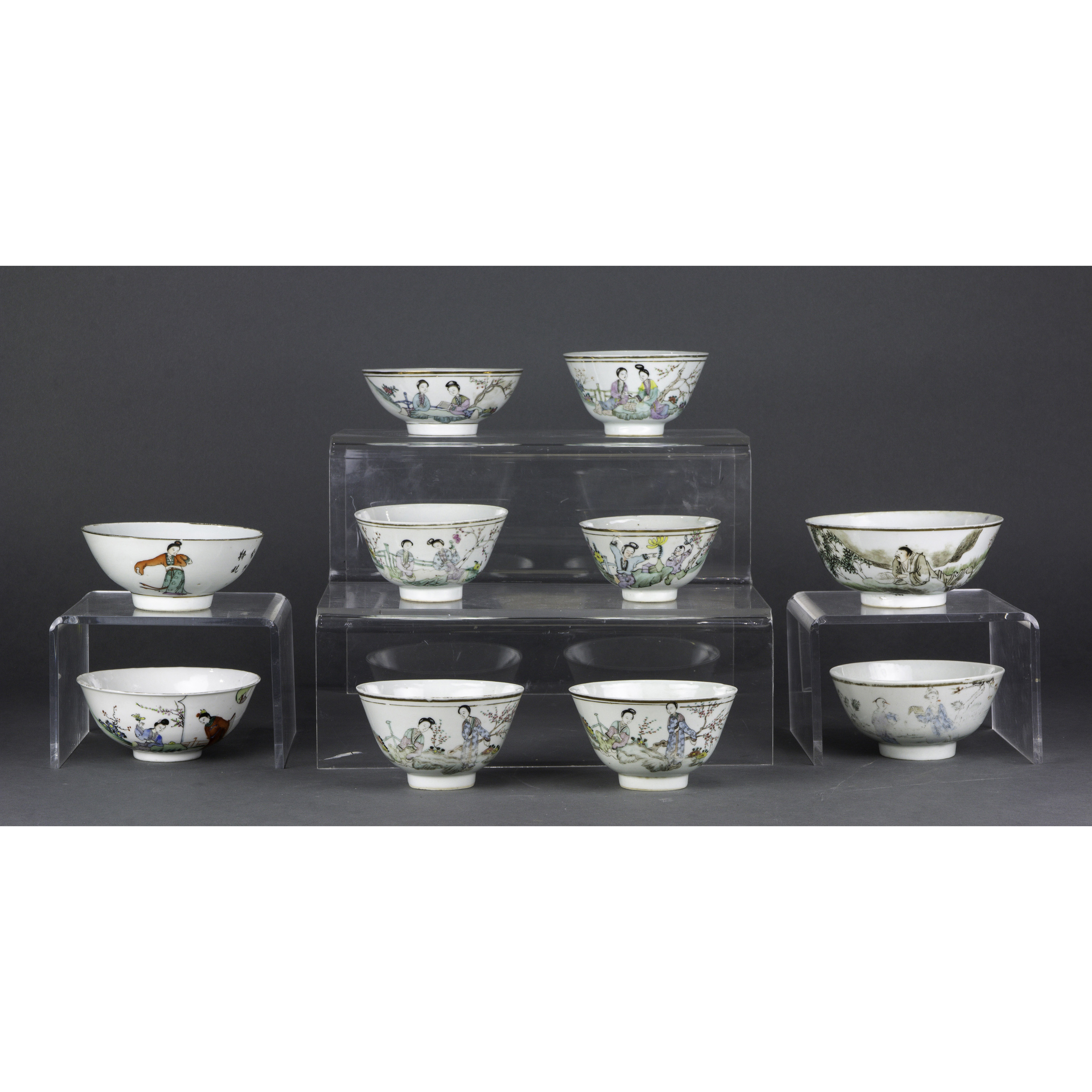 (LOT OF 10) CHINESE FAMILLE ROSE