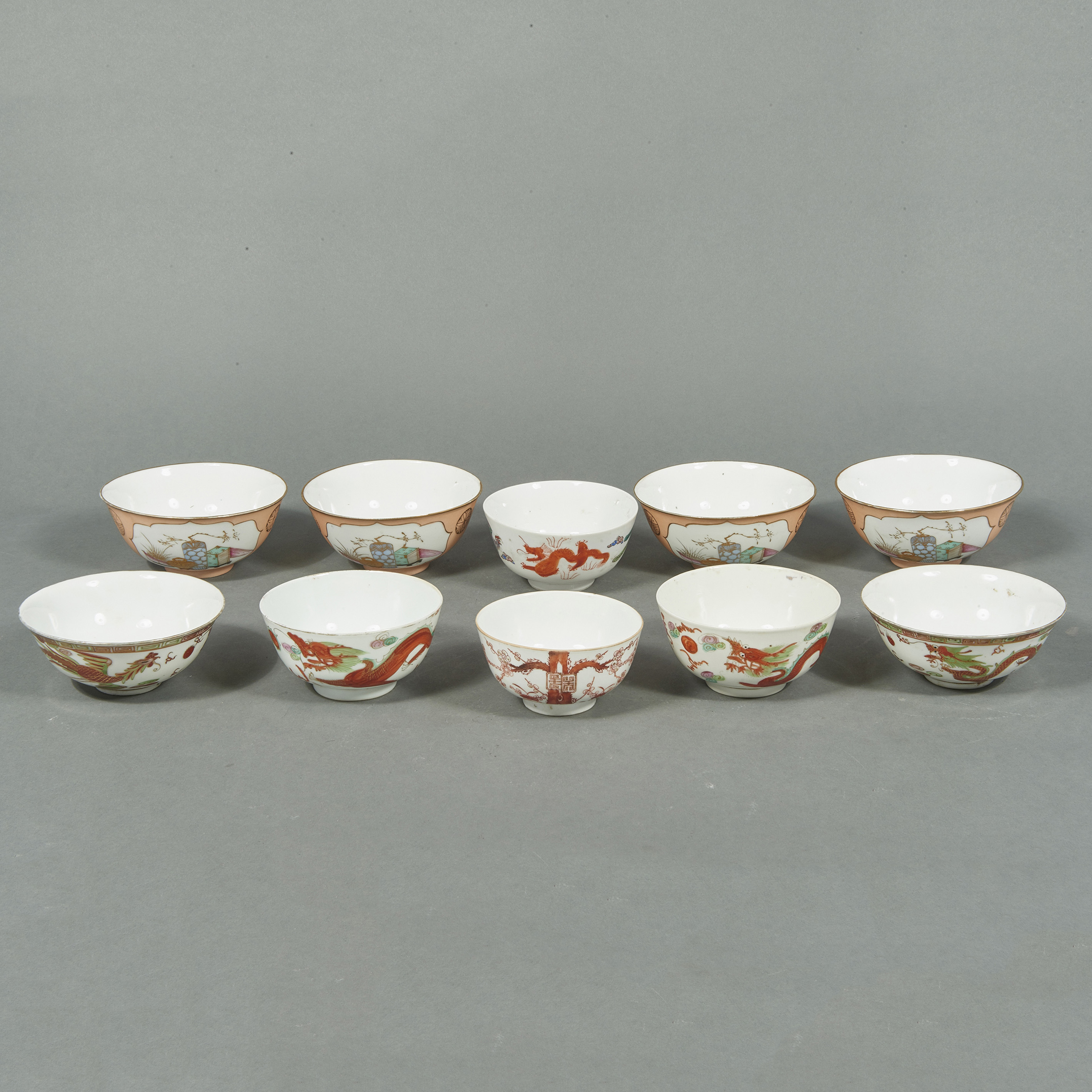 (LOT OF 10) CHINESE FAMILLE ROSE