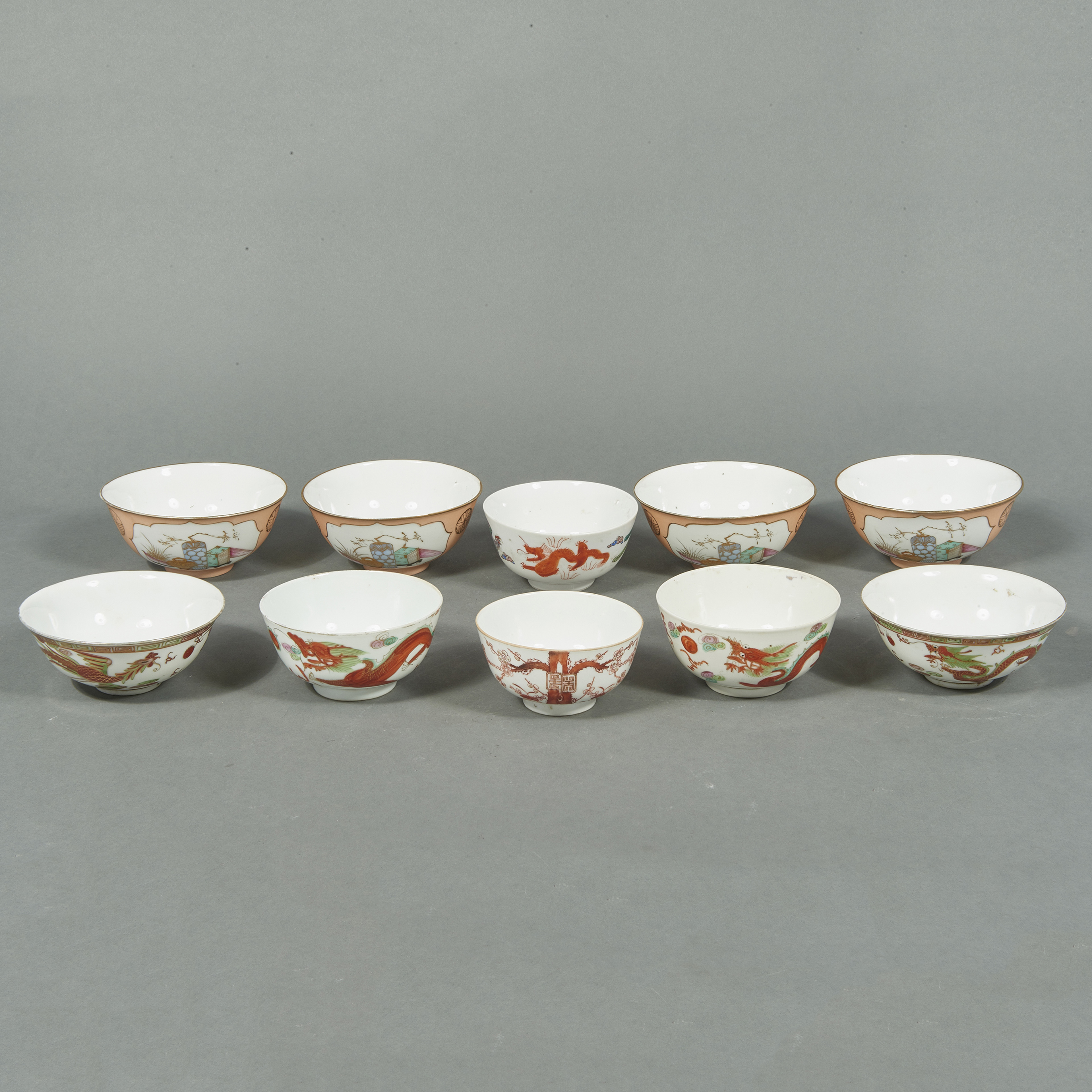 (LOT OF 10) CHINESE FAMILLE ROSE