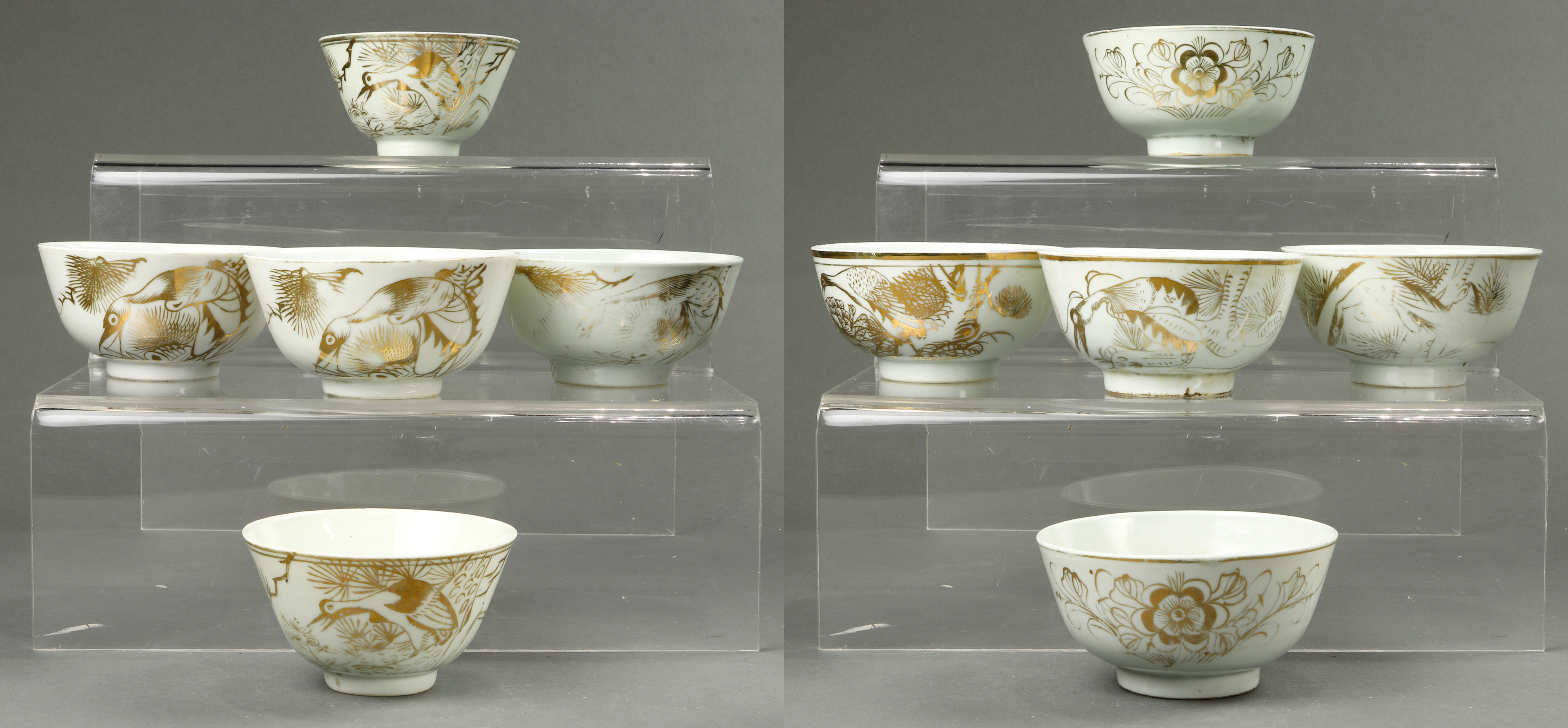 (LOT OF 10) CHINESE GILT PAINTED