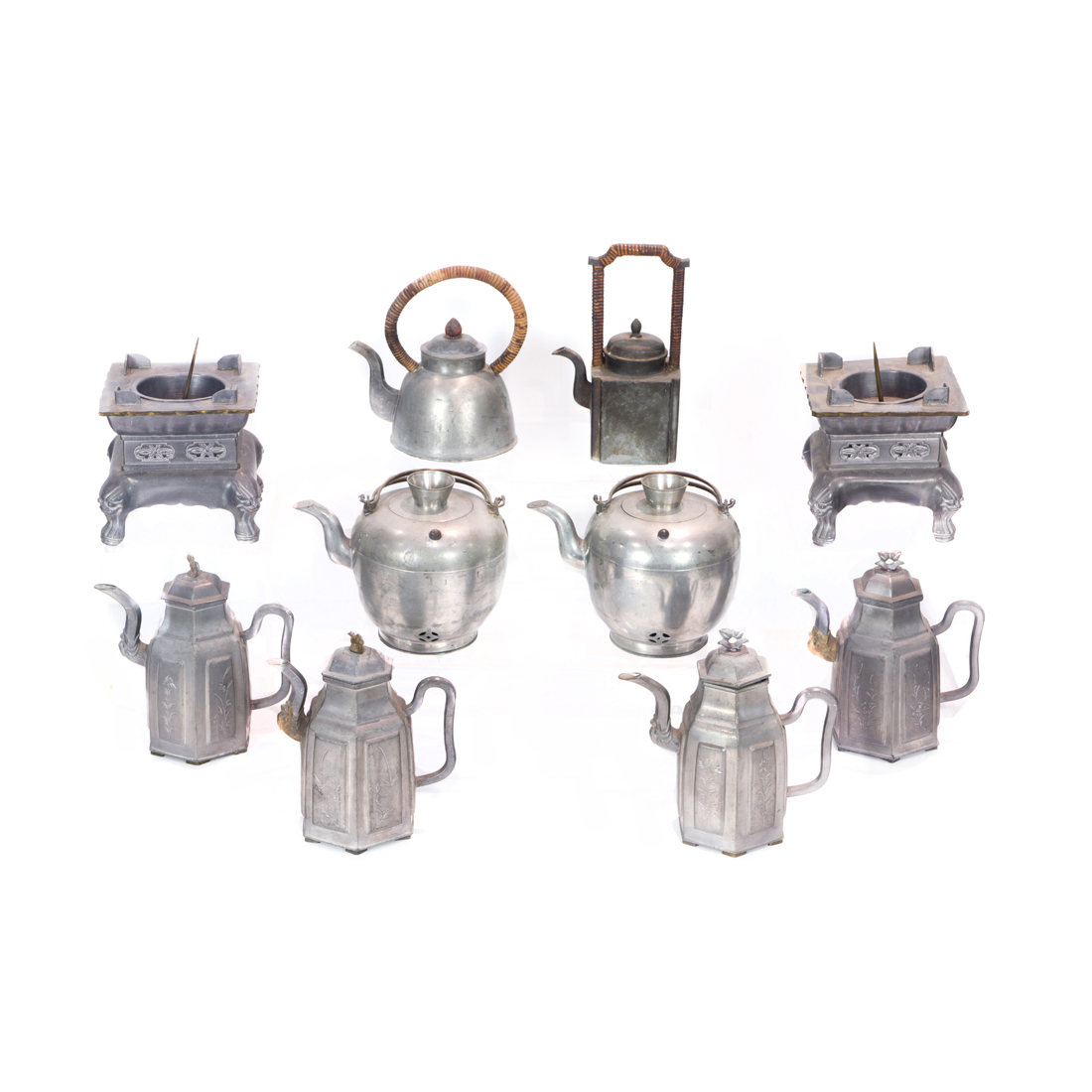 (LOT OF 10) CHINESE PEWTER WARES