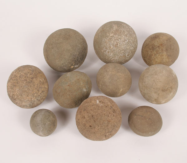 Lot of 10 game balls. Largest: