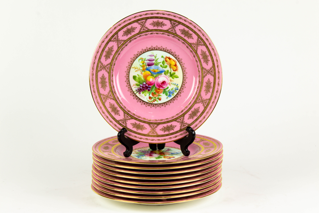 (LOT OF 10) MINTON PORCELAIN FLORAL