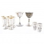 (LOT OF 10) SILVER GLASSES: (2