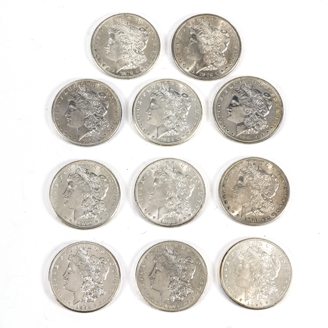 (LOT OF 10) US MORGAN SILVER