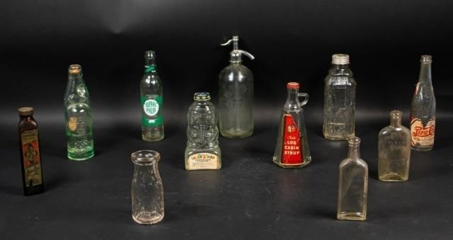LOT OF 11 GLASS SODA AND LIQUOR