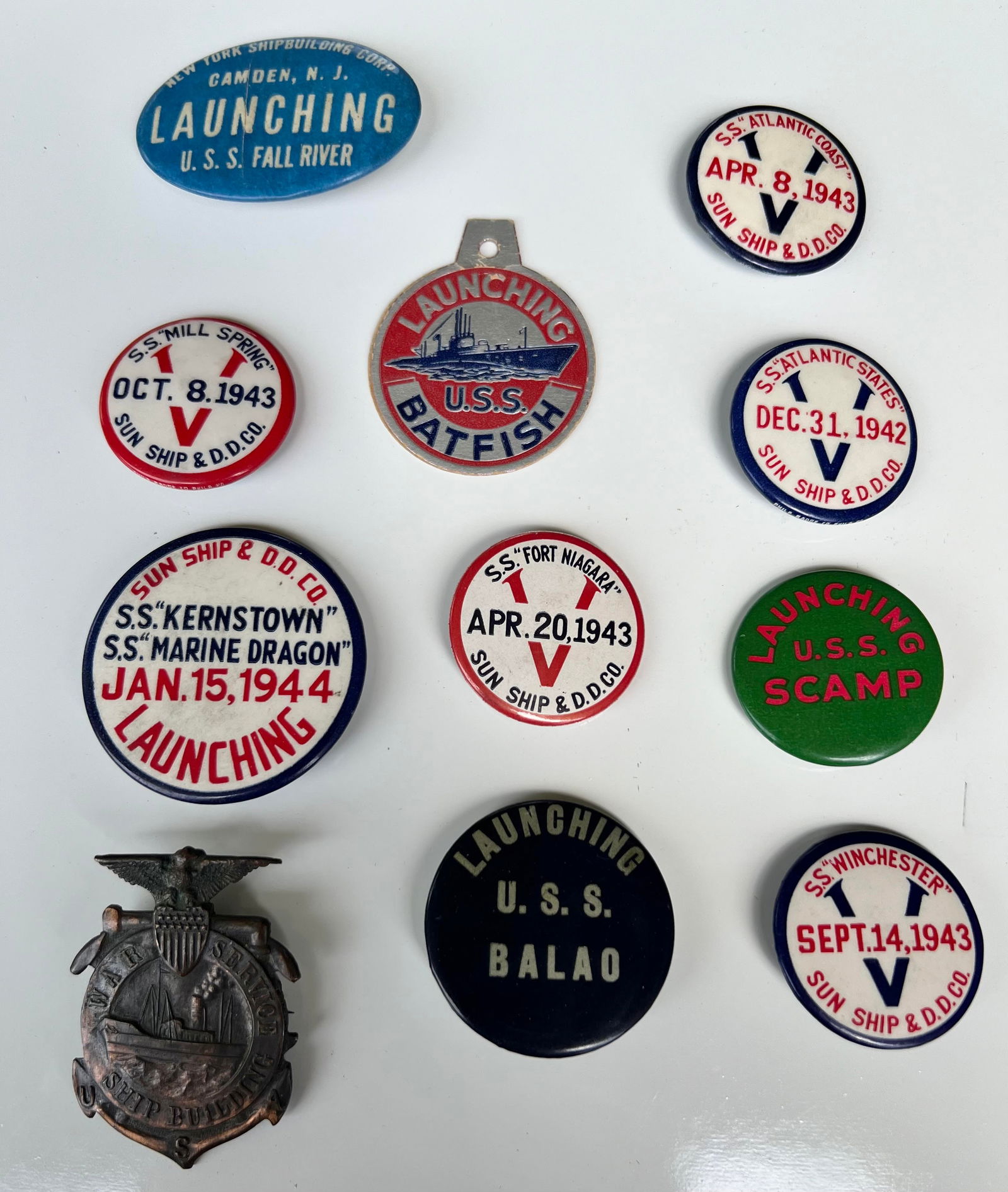 LOT OF 11 VINTAGE WWII SUN SHIP CO.