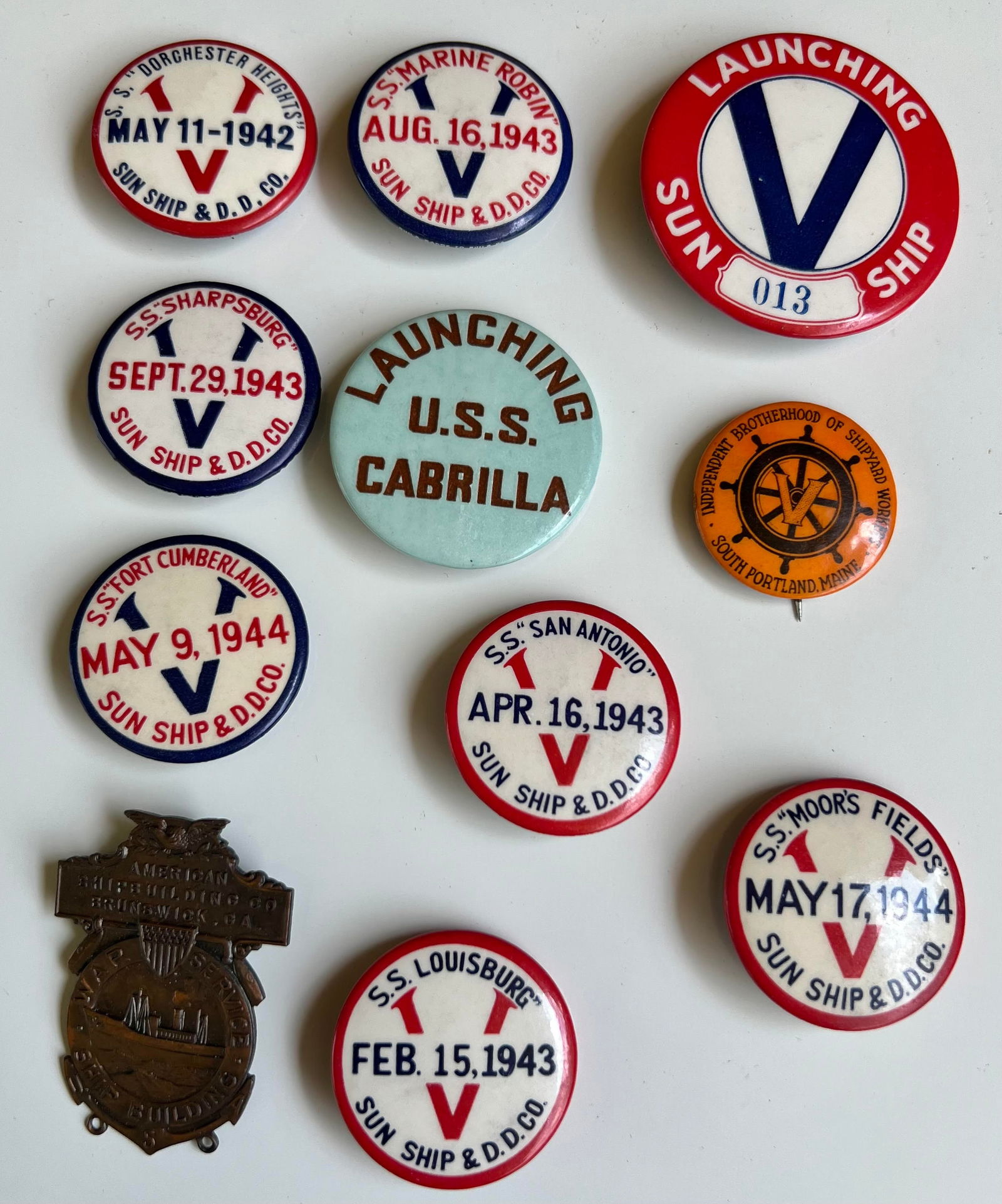LOT OF 11 VINTAGE WWII SUN SHIP CO.