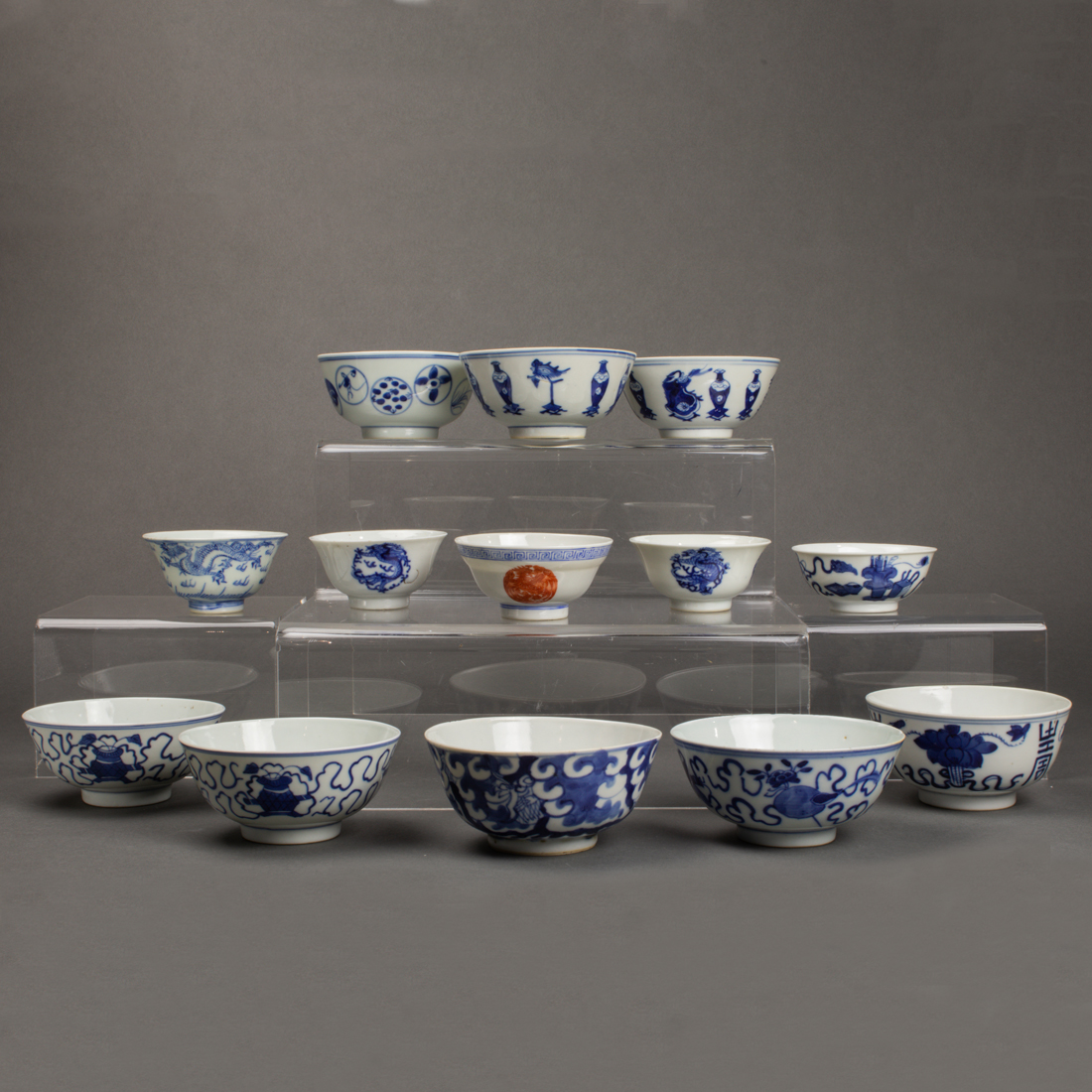 (LOT OF 12) CHINESE BLUE AND