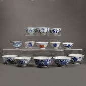 (LOT OF 12) CHINESE BLUE AND W