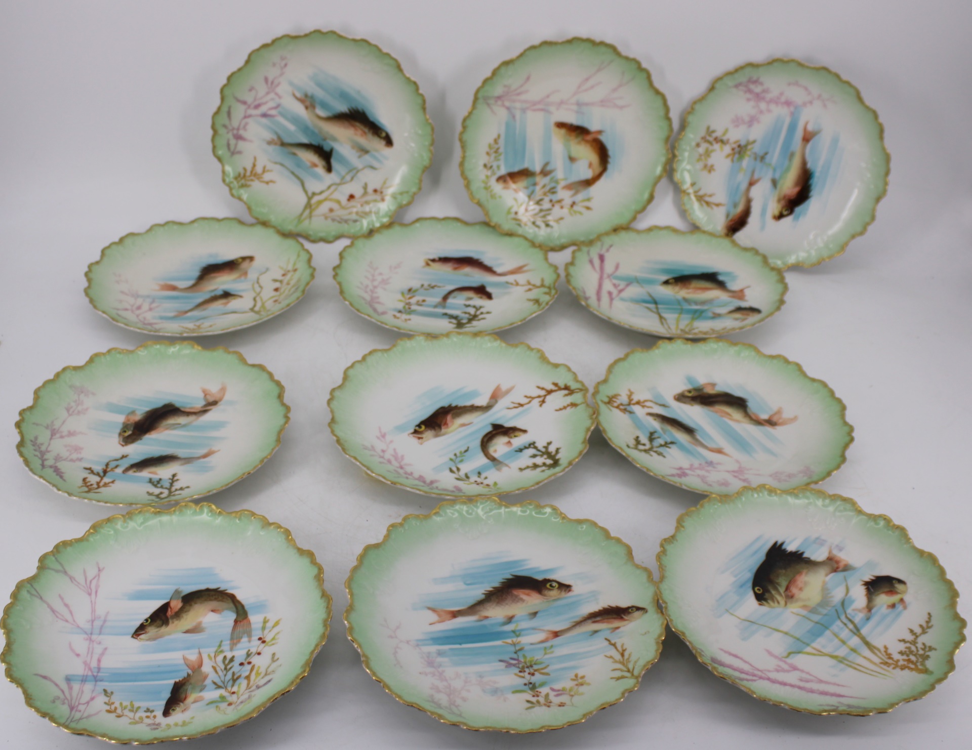 LOT OF 12 LIMOGES PORCELAIN FISH