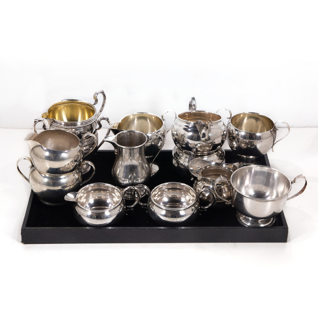 (LOT OF 13) SIX STERLING CREAMER