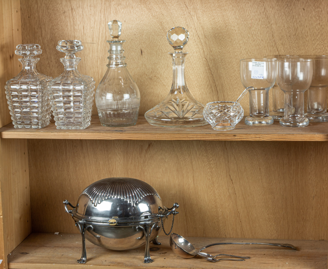 (LOT OF 13) TWO SHELVES OF CUT